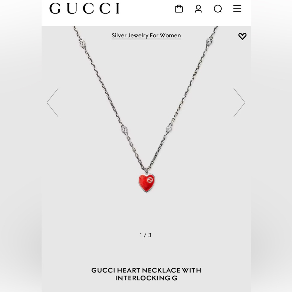 GUCCI HEART NECKLACE WITH INTERLOCKING G